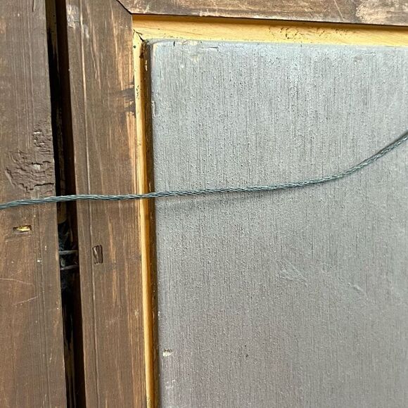 Vintage Oil Painting Panel with Large Wood & Gold Ornate Frame Little Musician - Picture 9 of 10